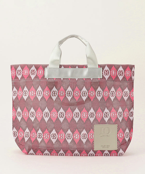 African Textile Mesh Tote Bag (Medium) SILVER