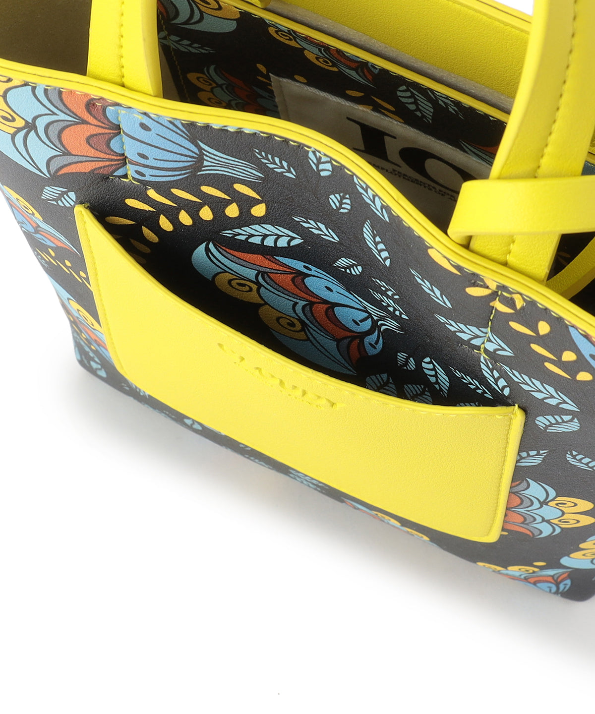Fake Leather Printed Tote Bag (Small) YELLOW