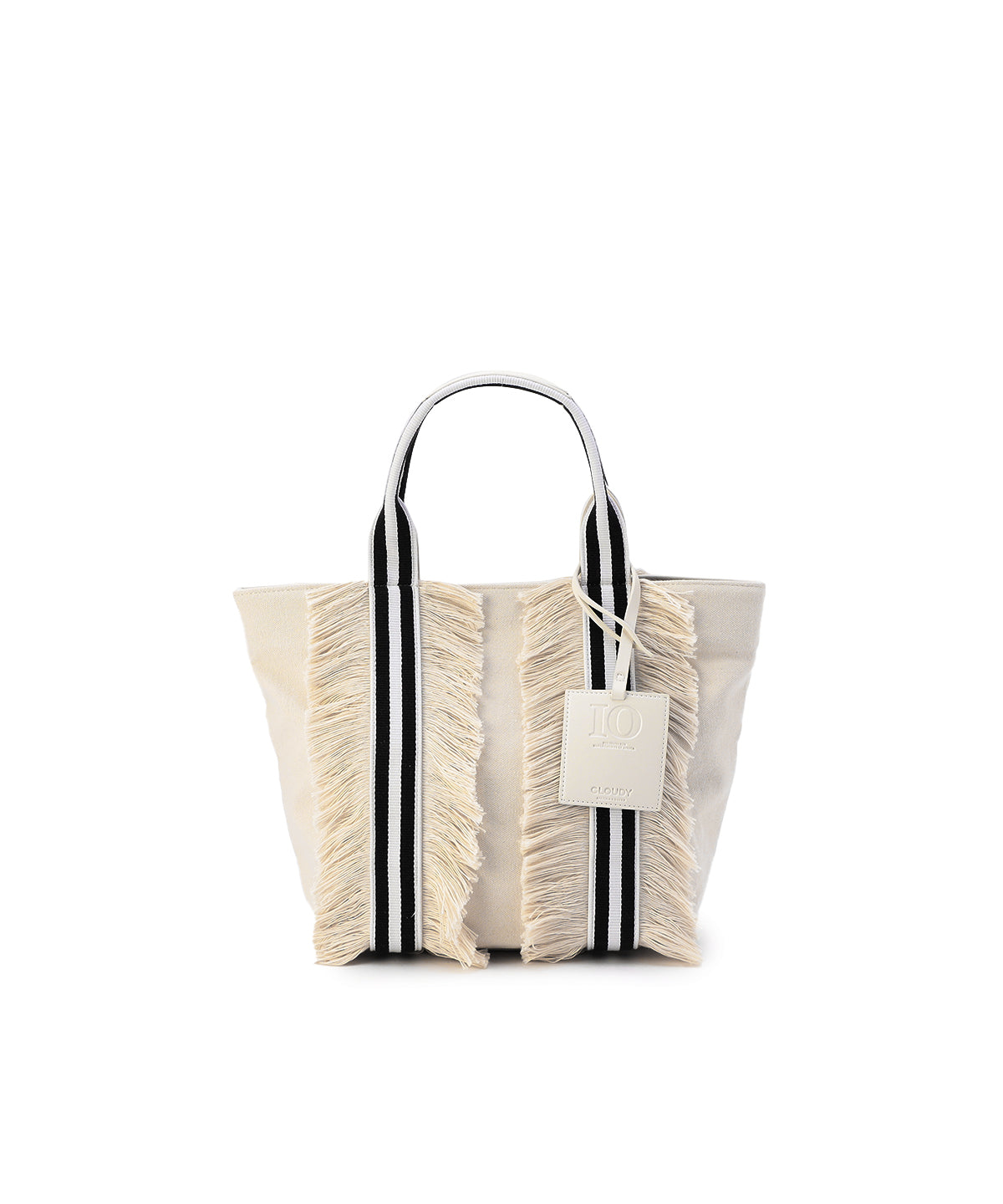 Canvas Kente fringe tote(Medium) BLACK/WHITE