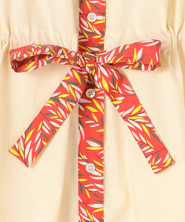 Plain One-Piece Dress with a Little Pattern WHITE