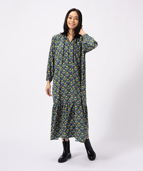 One-piece with Textile Pattern NAVY