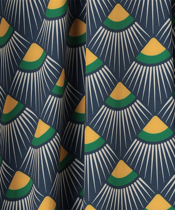 One-piece with Textile Pattern NAVY