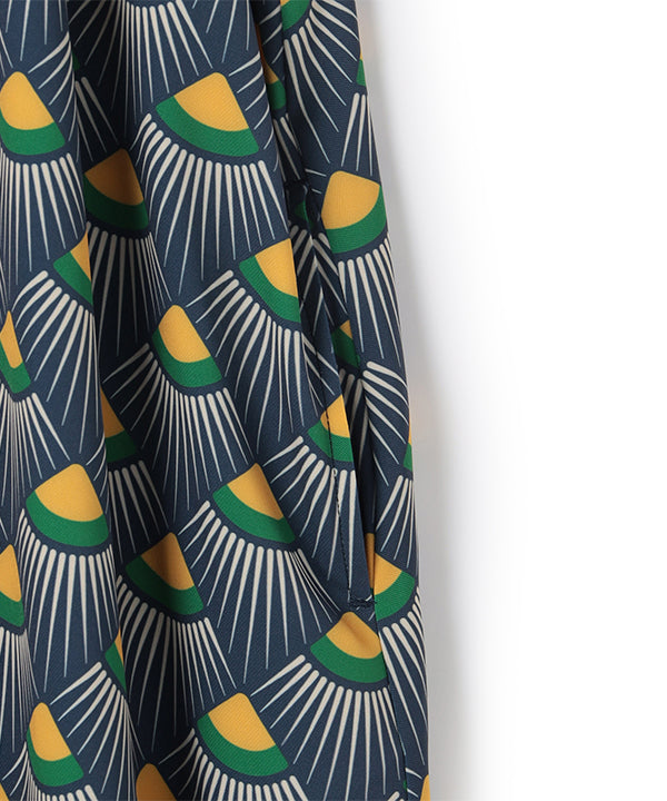 One-piece with Textile Pattern NAVY