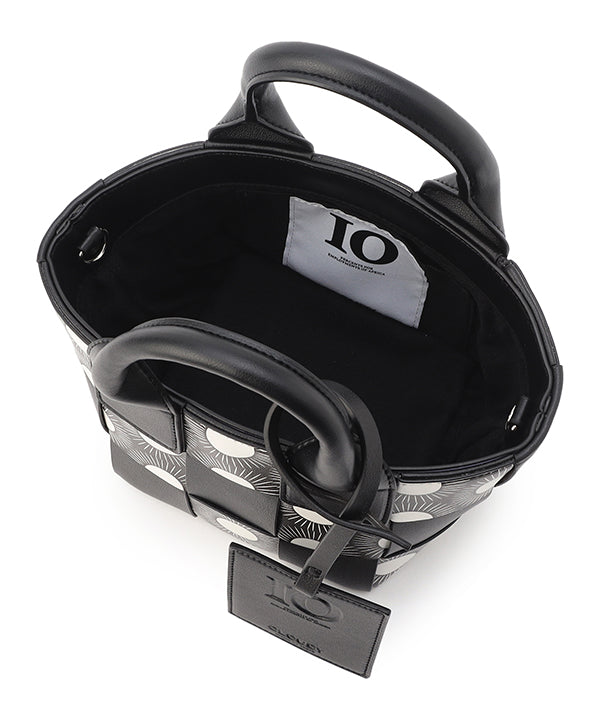 Printed Fake Leather 2Way Mesh Bag BLACK