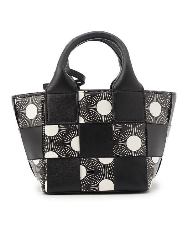 Printed Fake Leather 2Way Mesh Bag BLACK