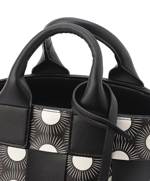 Printed Fake Leather 2Way Mesh Bag BLACK