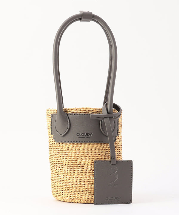 Tube Basket × Fake Leather handle GRAY