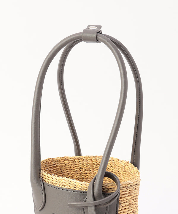 Tube Basket × Fake Leather handle GRAY