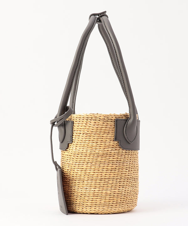 Tube Basket × Fake Leather handle GRAY