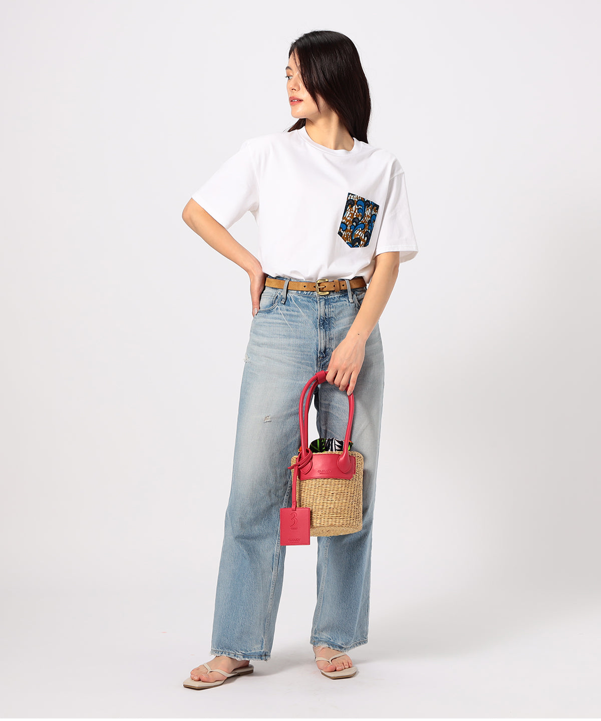 Tube Basket × Fake Leather handle GRAY