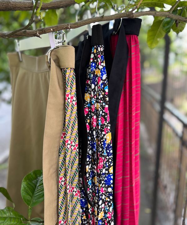 Pleated Combination Wrap Skirt NAVY × PINK
