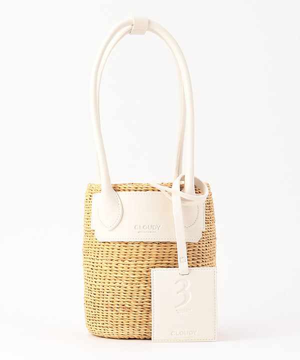 Tube Basket × Fake Leather handle WHITE
