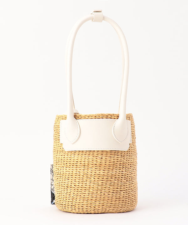 Tube Basket × Fake Leather handle WHITE