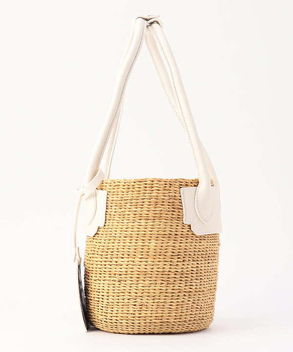 Tube Basket × Fake Leather handle WHITE