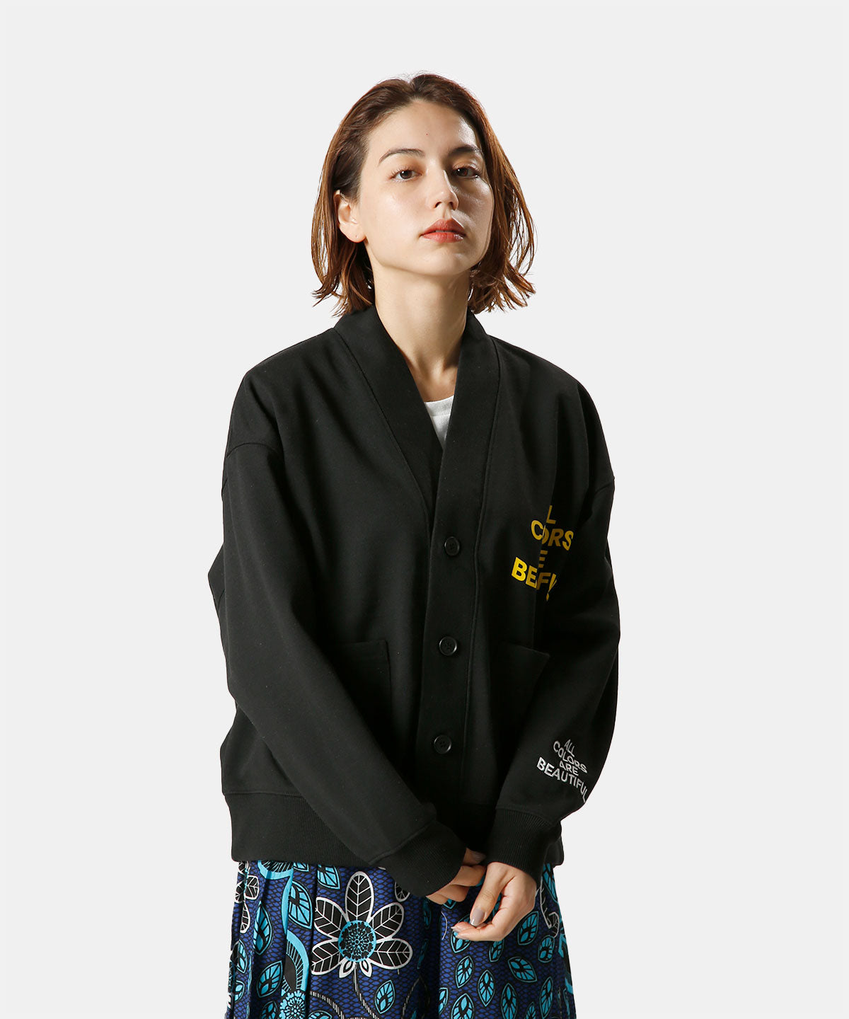 Recycled Cardigan ALL COLORS ARE BEAUTIFUL BLACK