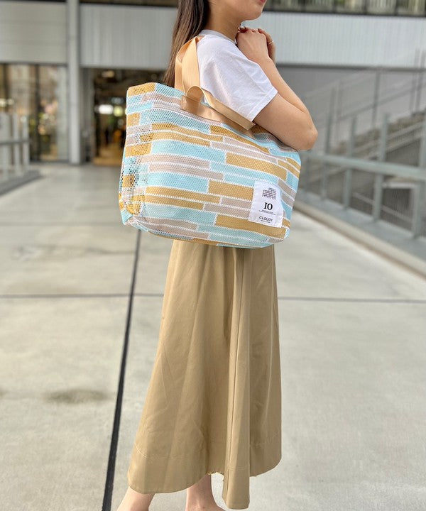Pleated Combination Wrap Skirt BEIGE × GREEN