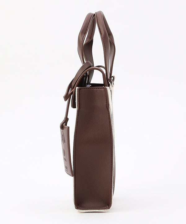 Two Tone Kente Shoulder Bag (Small)DARK BROWN