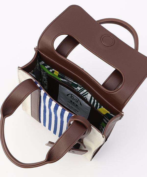 Two Tone Kente Shoulder Bag (Small)DARK BROWN