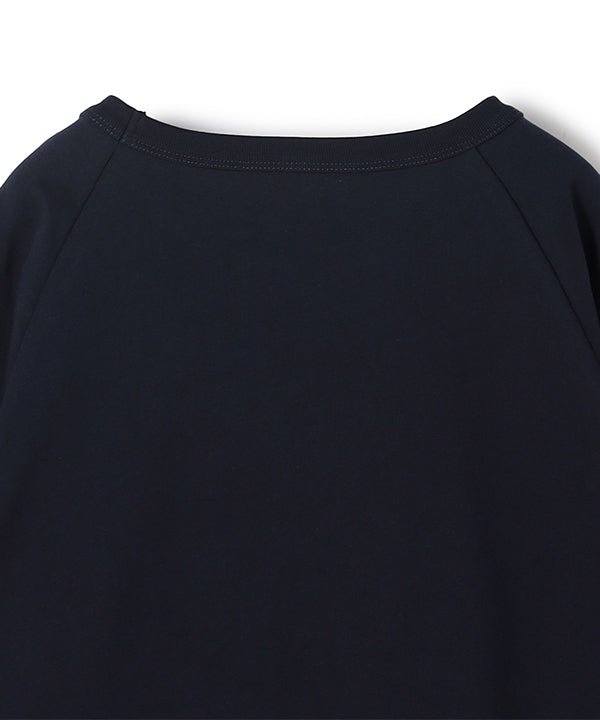 Cut and Sew with Textile Pattern Frilled Hem NAVY