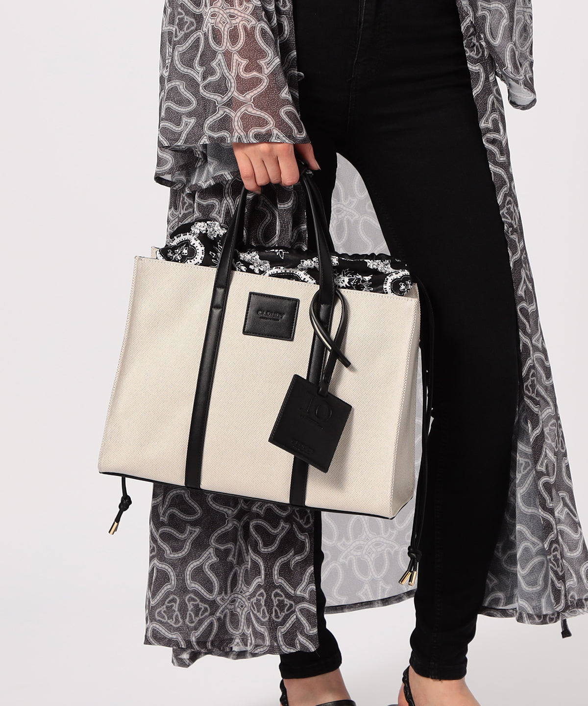 Square canvas tote Medium GREIGE