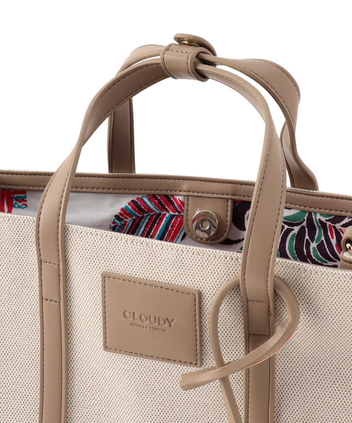 Square canvas tote Medium GREIGE