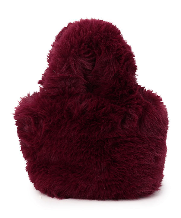 Eco Fur Tote Bag (Small) BURGUNDY