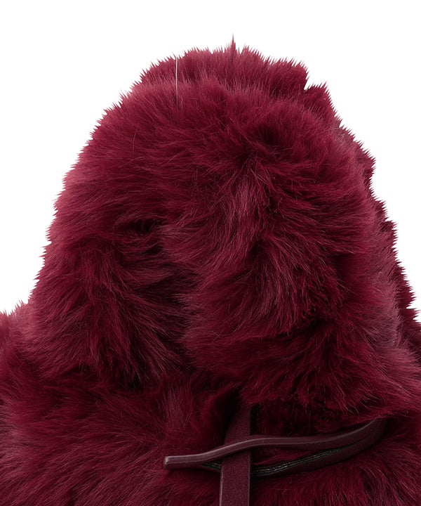 Eco Fur Tote Bag (Small) BURGUNDY
