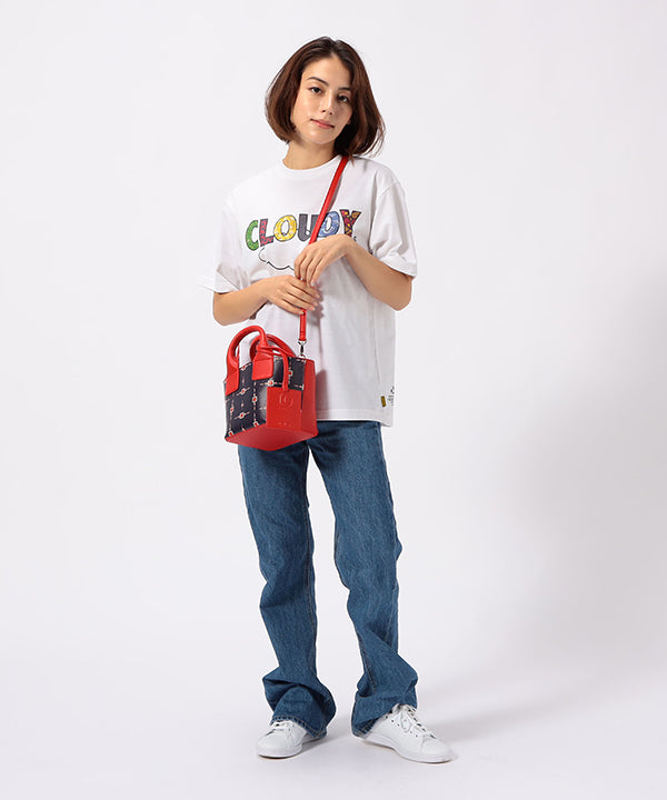 Printed Fake Leather 2Way Handbag (Small) RED