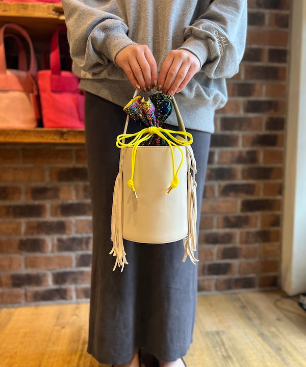 Fake Suede Fringe Handle Bag BLACK