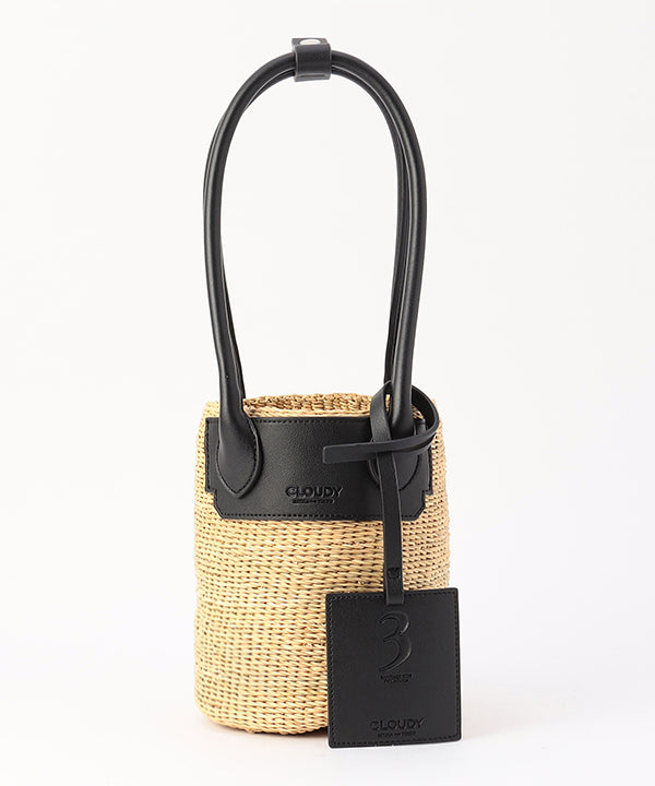 Tube Basket × Fake Leather handle BLACK