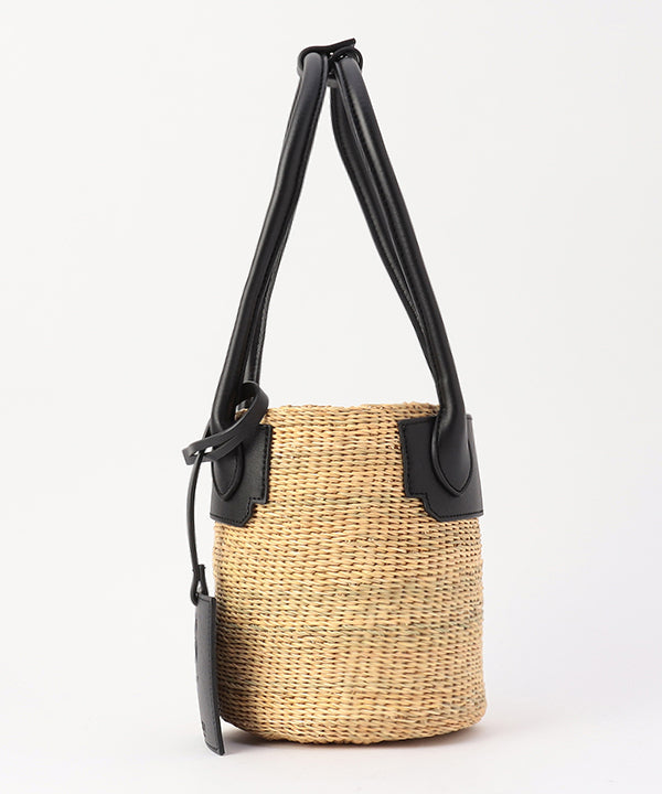 Tube Basket × Fake Leather handle BLACK