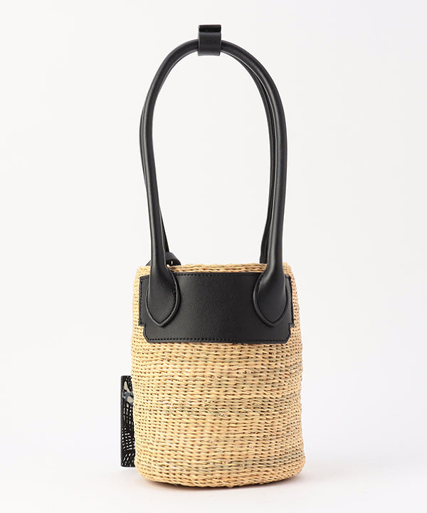 Tube Basket × Fake Leather handle BLACK