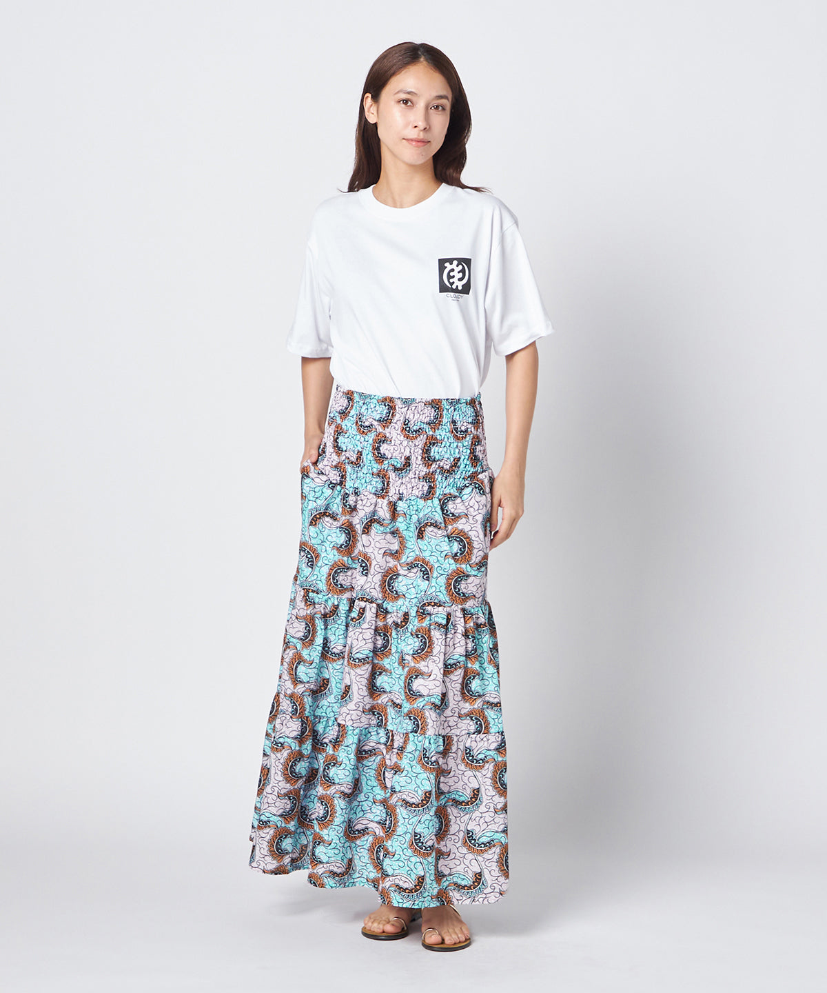 Lunch T-shirts flower and adinkra  WHITE