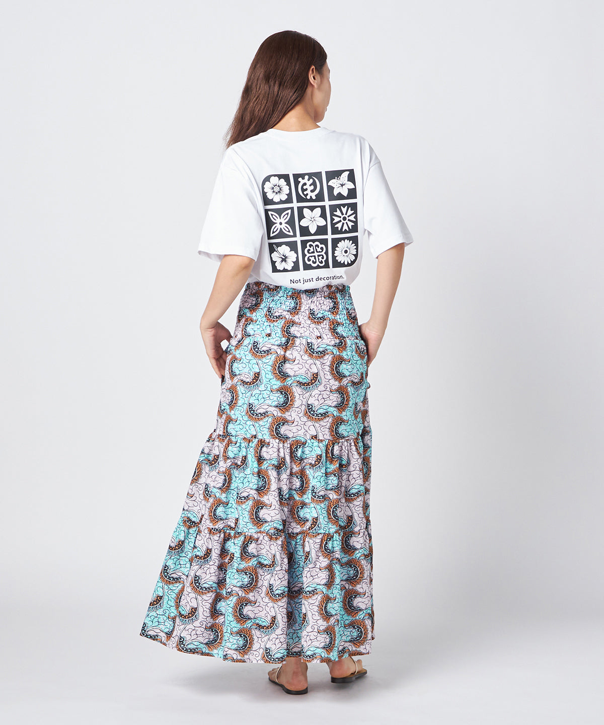 Lunch T-shirts flower and adinkra  WHITE