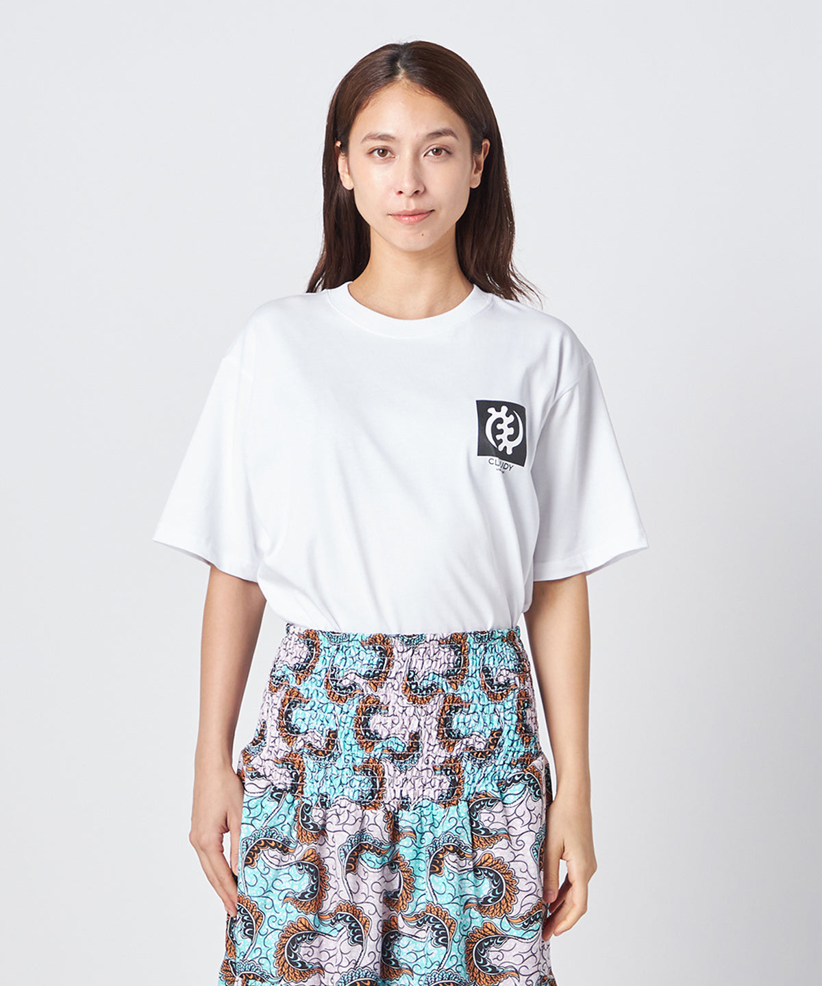 Lunch T-shirts flower and adinkra  WHITE