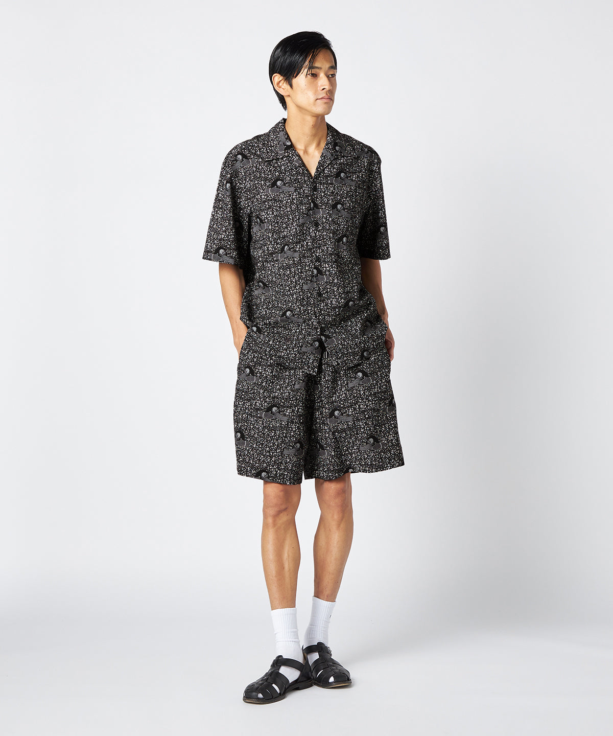 African Textile Shorts BLACK