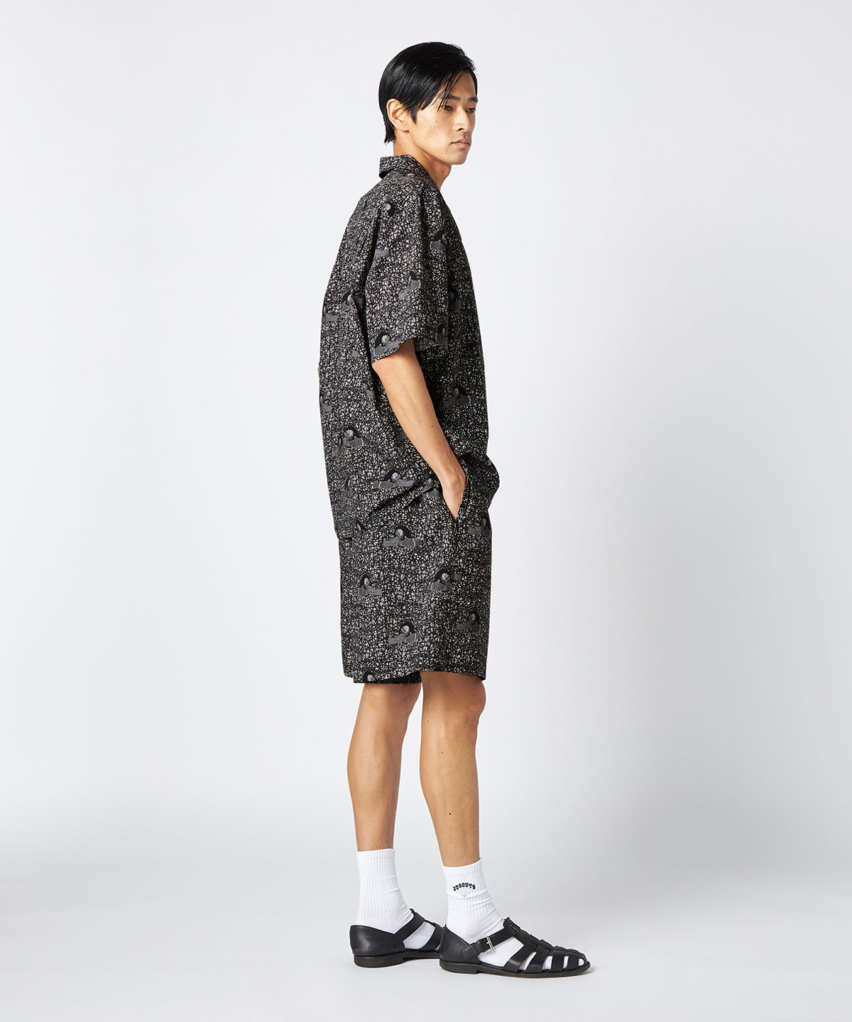 African Textile Shorts BLACK
