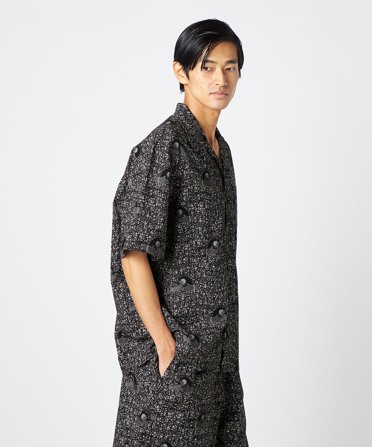 African Textile Shirt BLACK