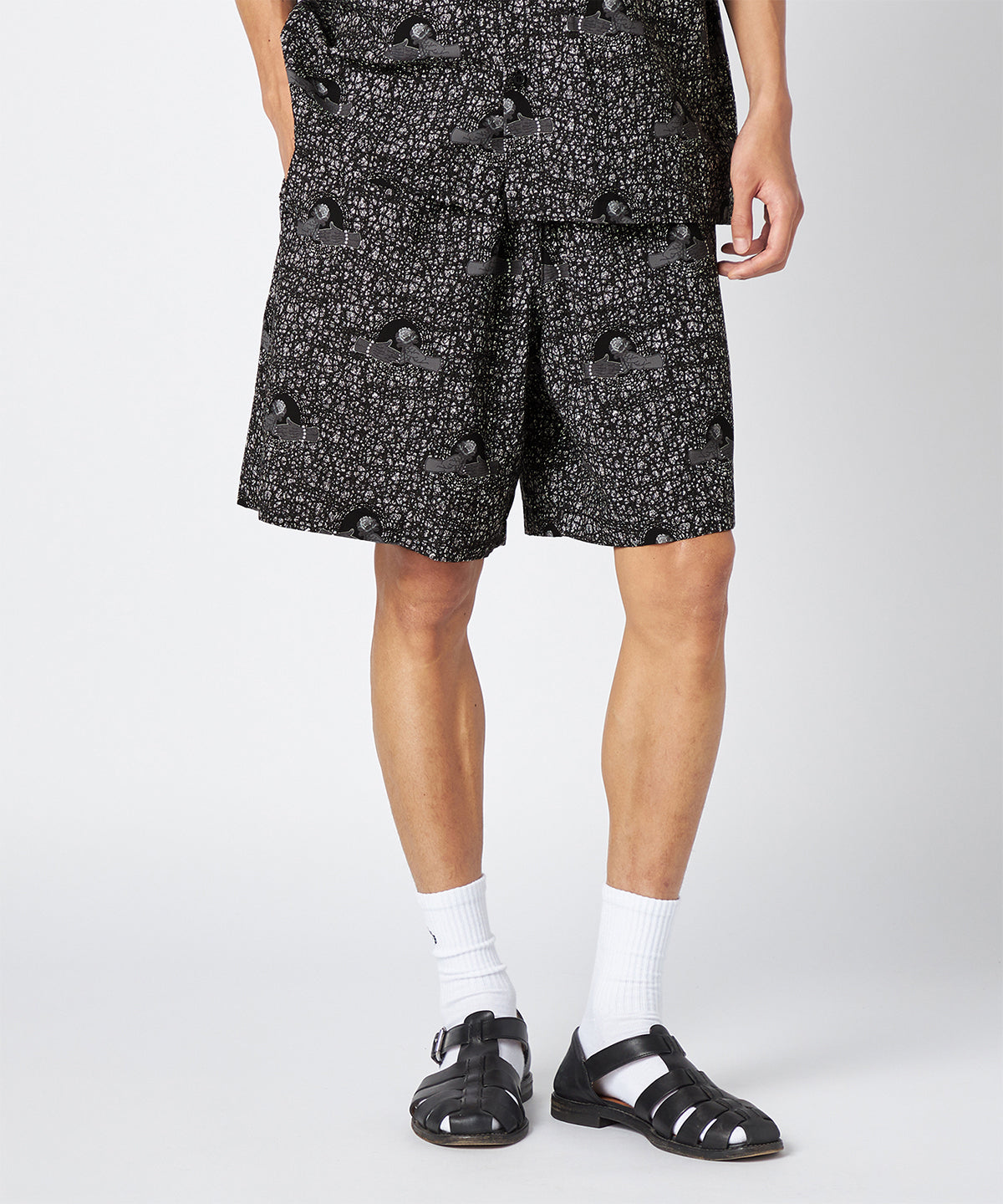African Textile Shorts BLACK