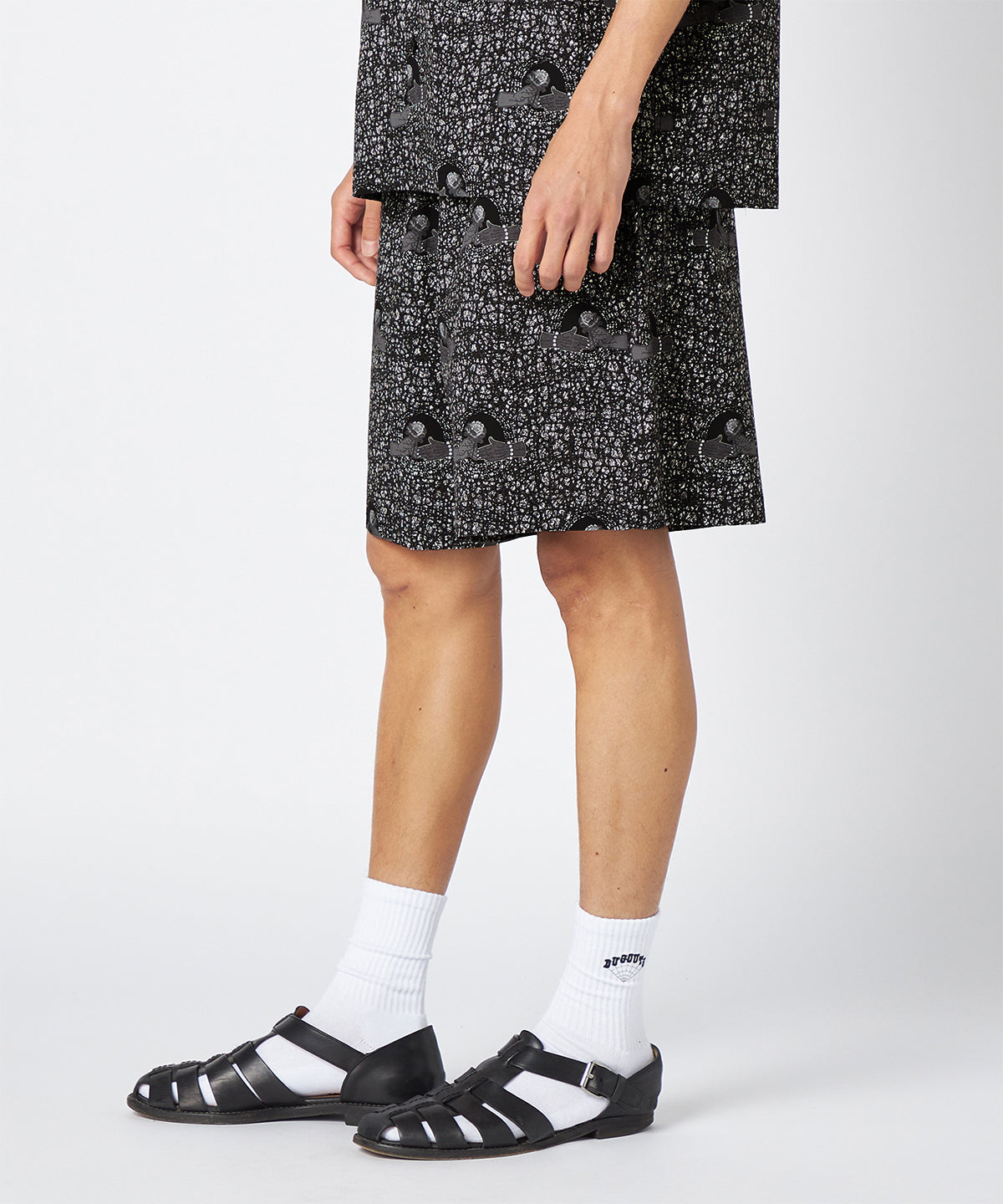 African Textile Shorts BLACK