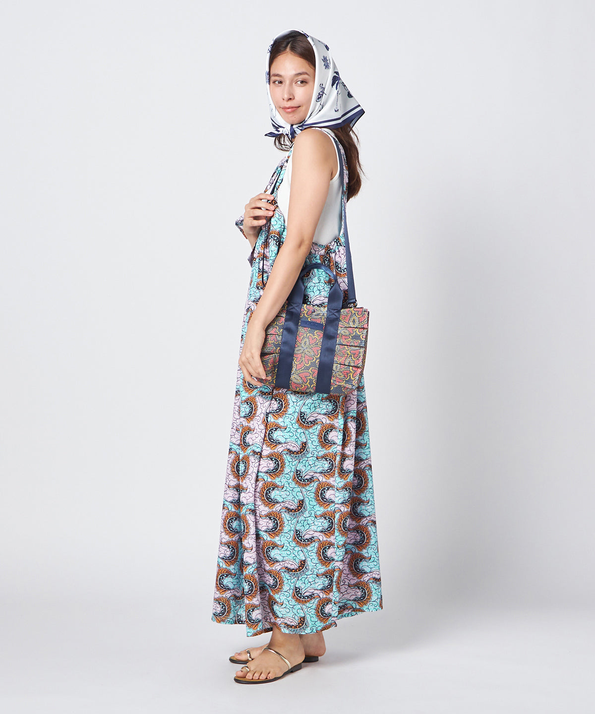 Mesh Frill Bag「心の花」 NAVY