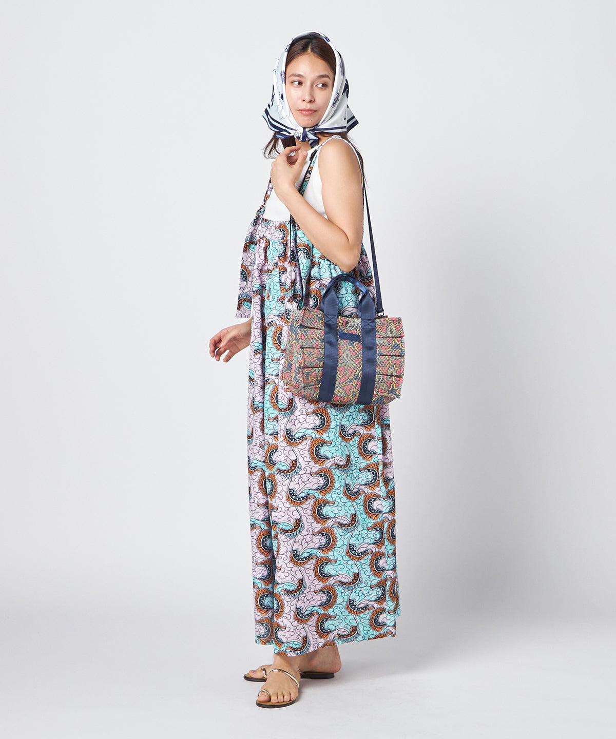 Mesh Frill Bag「心の花」 NAVY