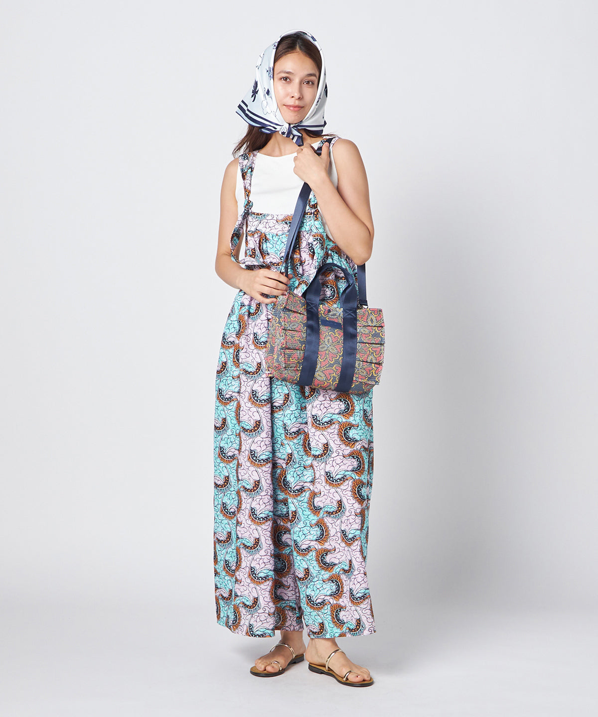 Mesh Frill Bag「心の花」 NAVY