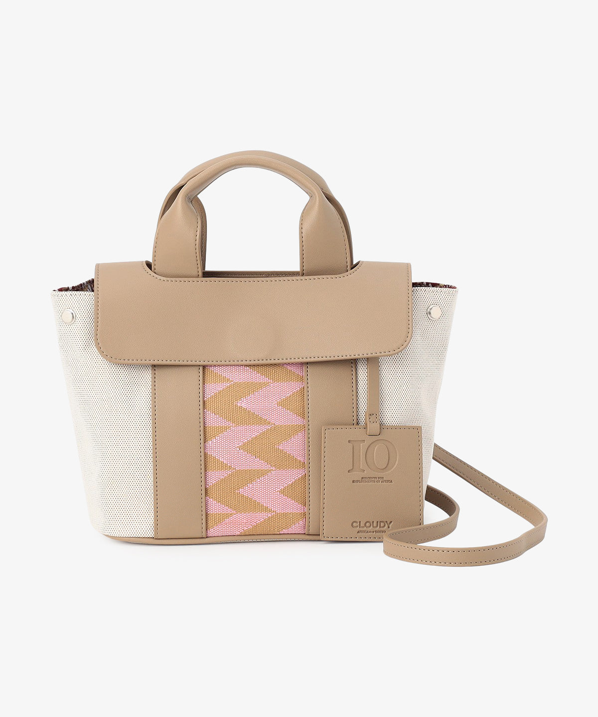 ツートンケンテバッグ BEIGE×PINK（S / M / Lサイズ）