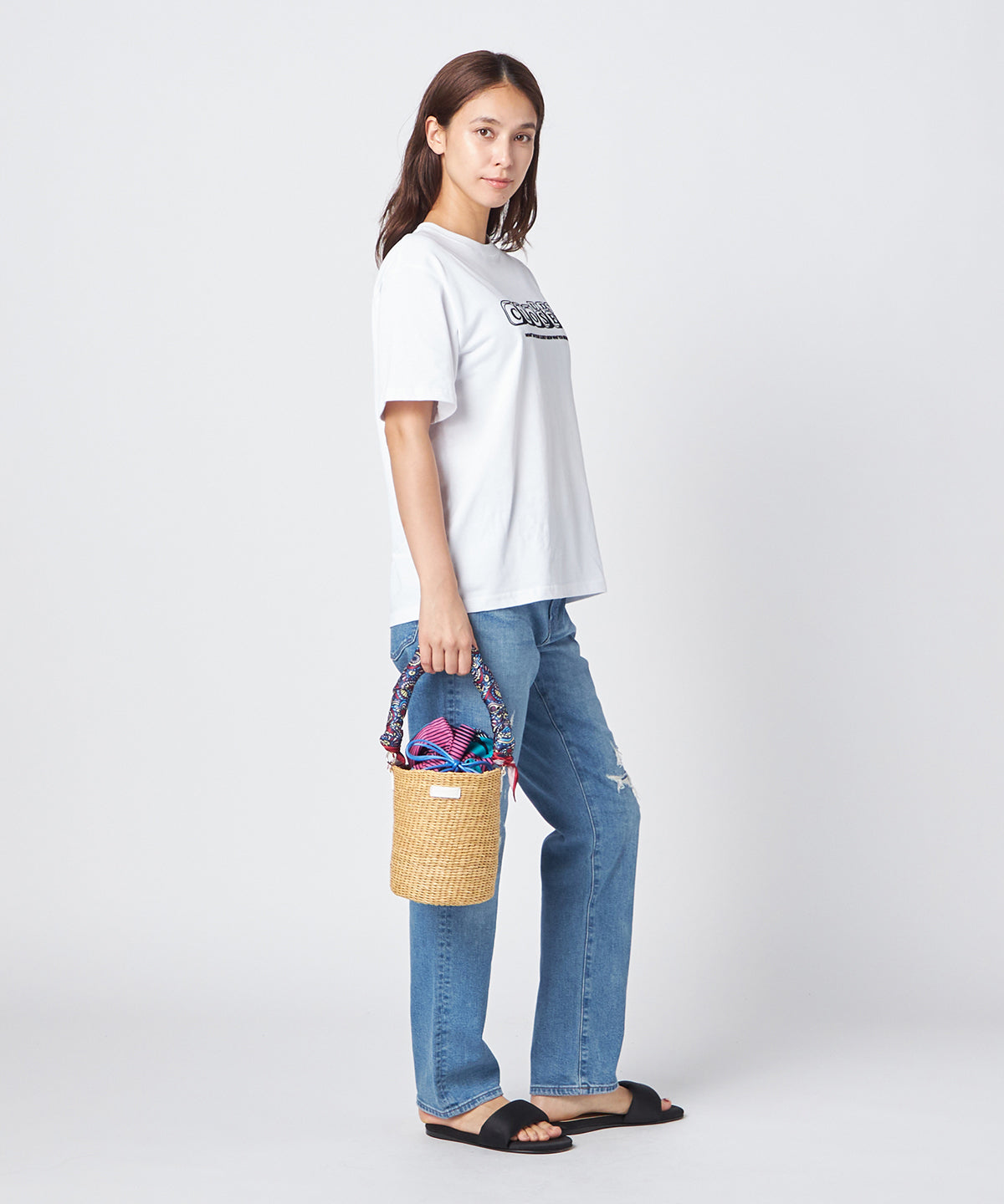 2way Hundle Tube Basket WHITE/NATURAL