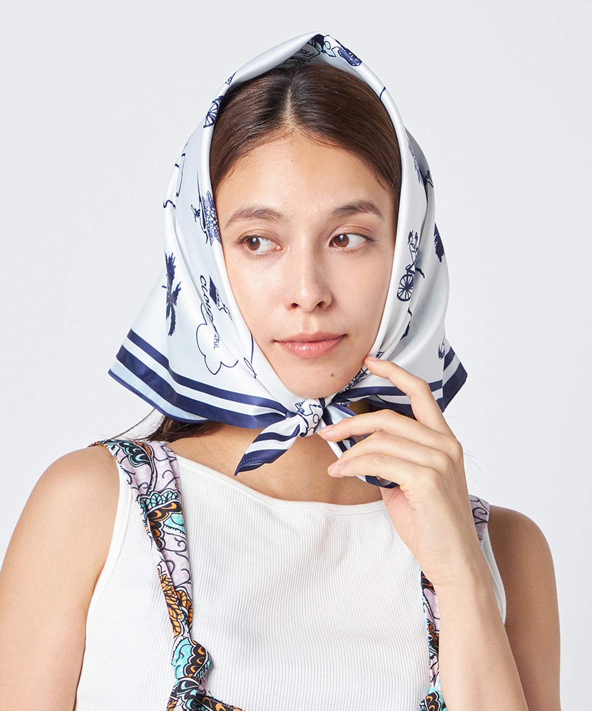 アフリカン柄スカーフ NAVY
