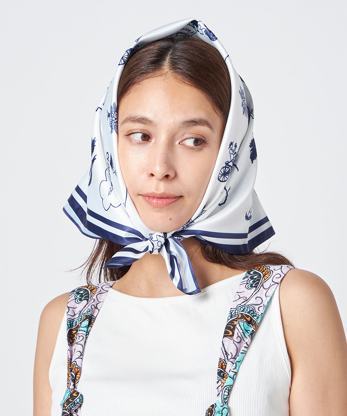 アフリカン柄スカーフ NAVY