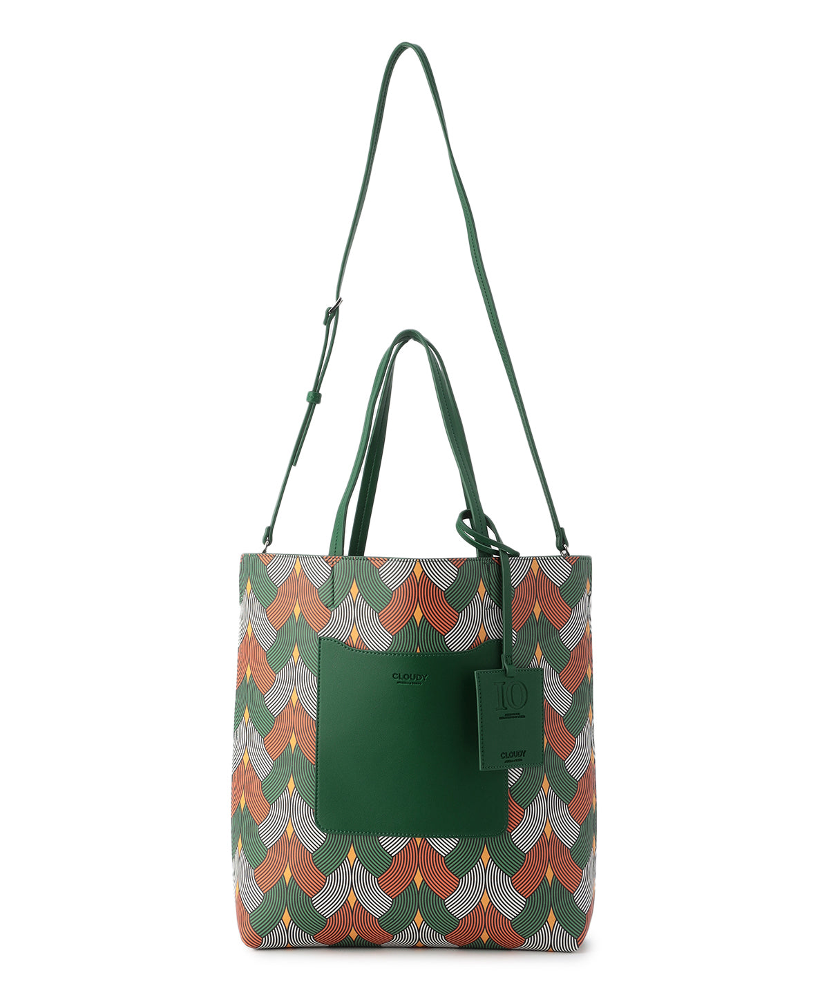 Fake Leather Printed Tote Bag (Large) GREEN | バッグ