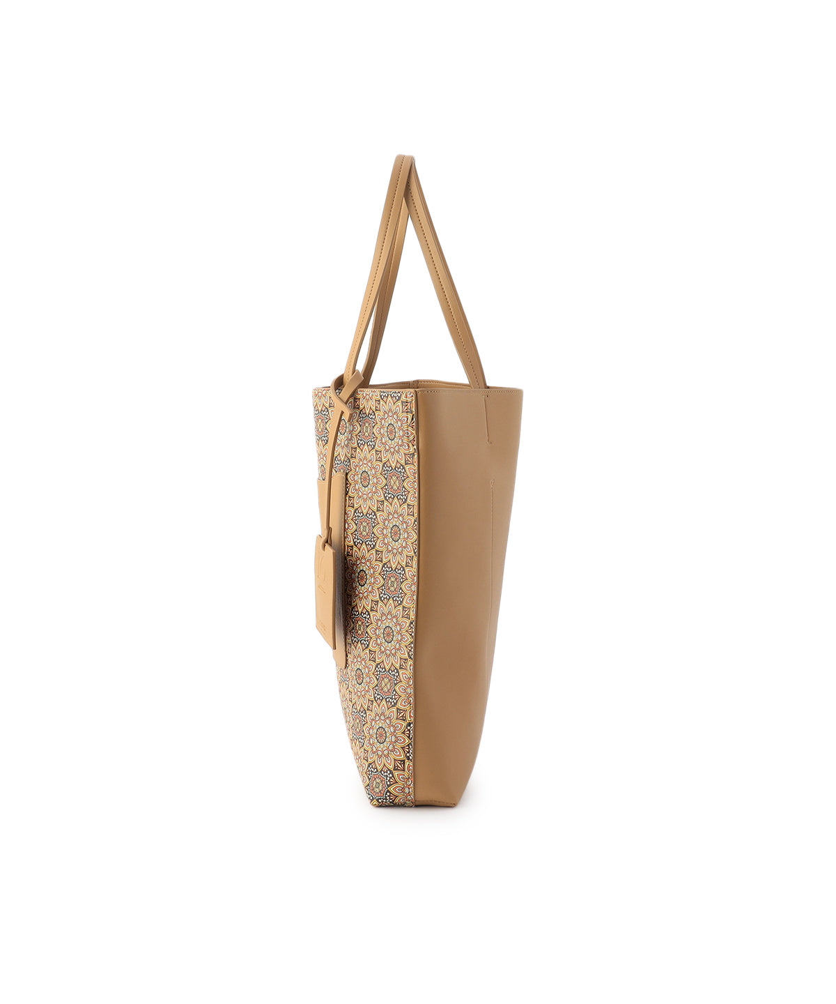 Fake Leather Printed Tote Bag (Large) BEIGE