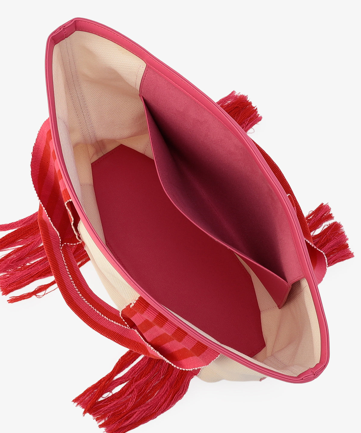 フリンジケンテキャンバストート（Mサイズ）PINK×RED